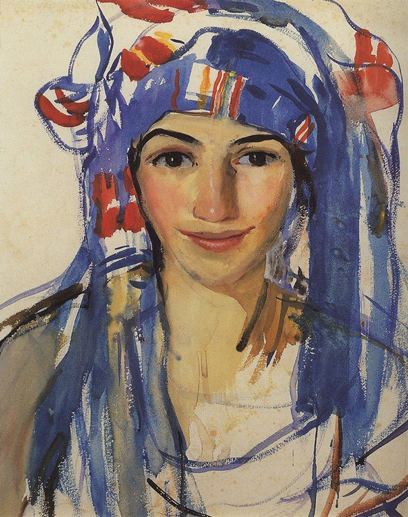 З.Е. Серебрякова. Автопортрет в шарфе, 1911 г.