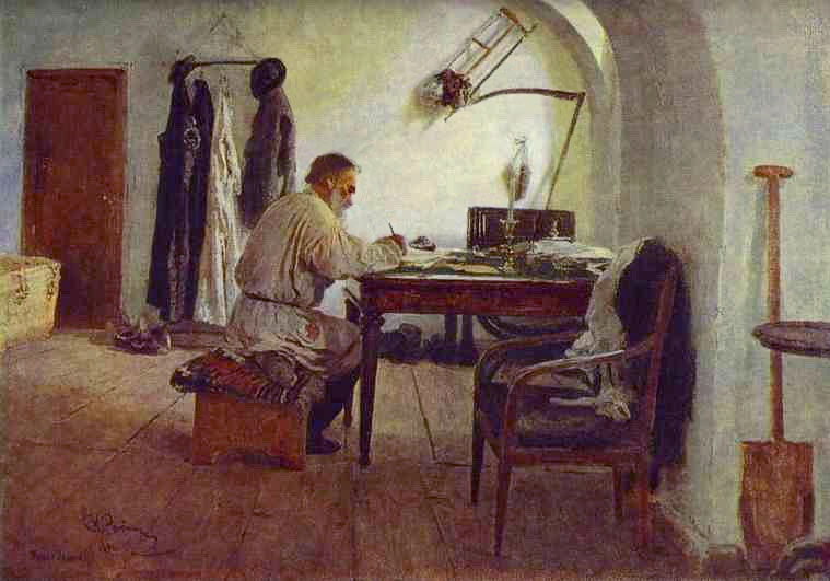Л.Н. Толстой в комнате под сводами. И.Е. Репин, 1891 г.