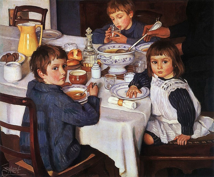 З.Е. Серебрякова. За обедом (За завтраком). 1914 г.